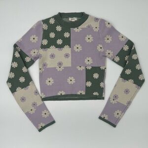 Debut Juniors Patterned Slightly Cropped Long Sleeve Shirt Sz S